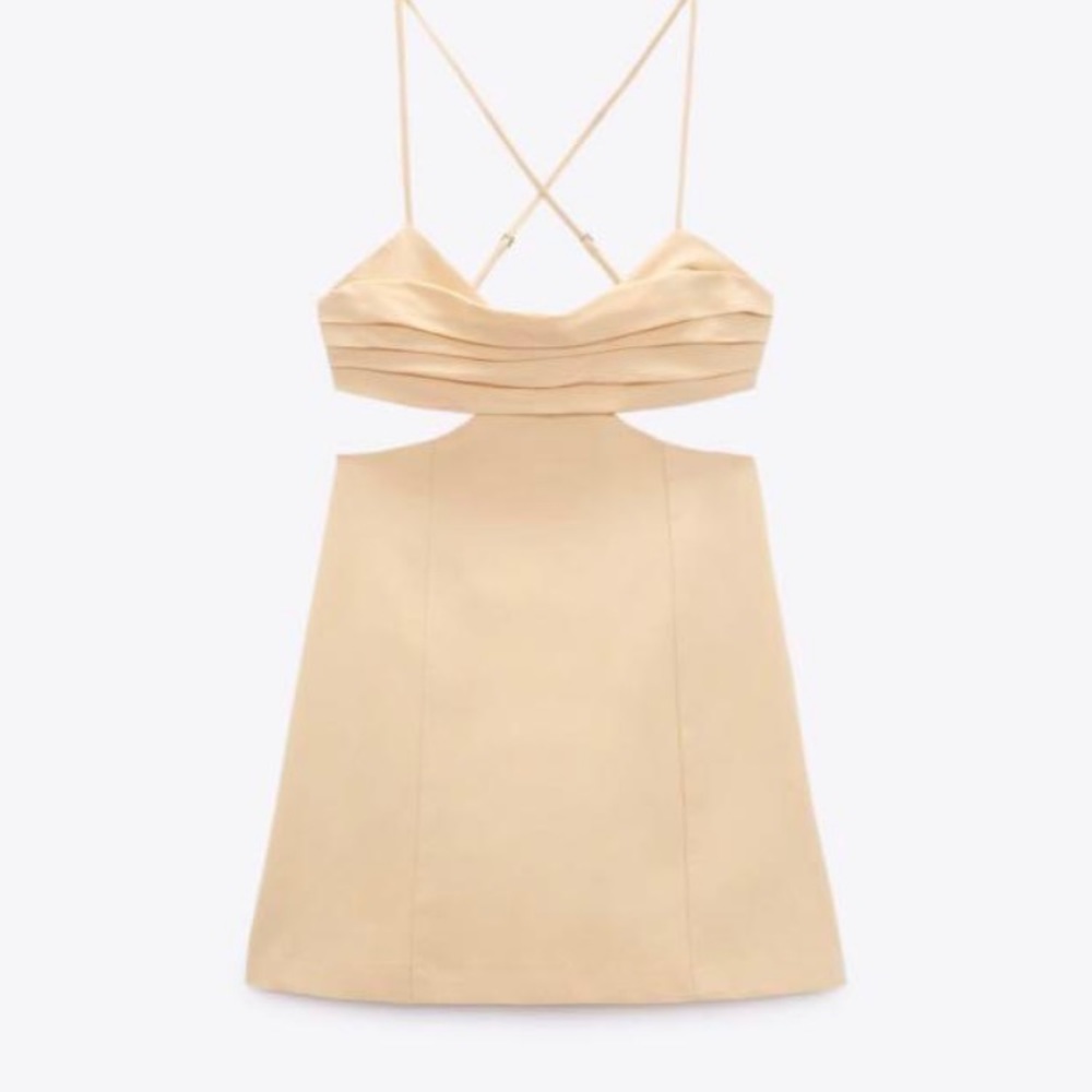ZARA Linen Blend Dress with Cut-out - Picture 4 of 7